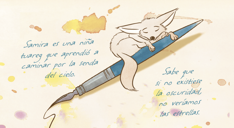 Ilustración de un zorro fénec del desierto en Samira y el camino de las estrellas